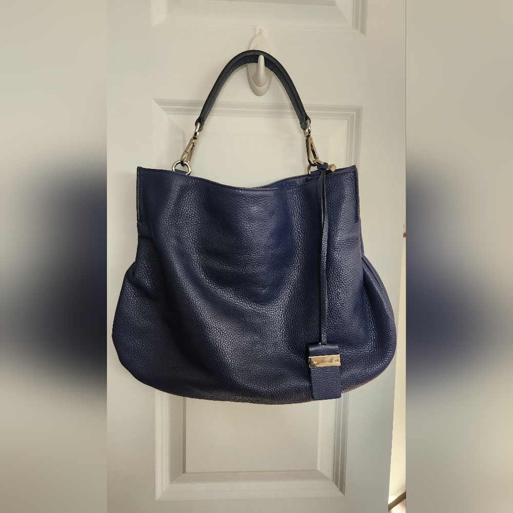 Elegant Navy Blue Leather Handbag